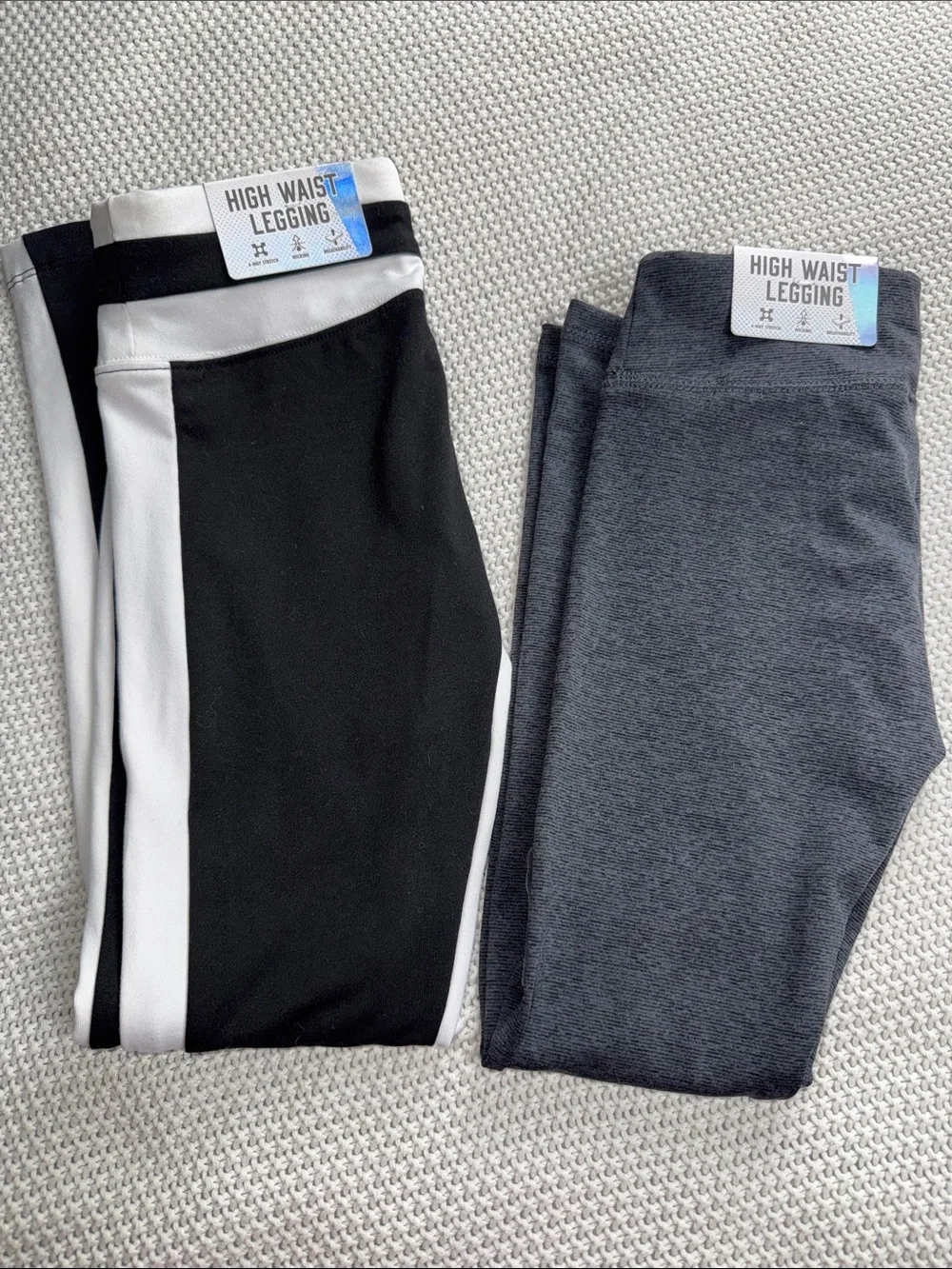 Bundle Justice Black Girls' Leggings with Gray Logo Patch